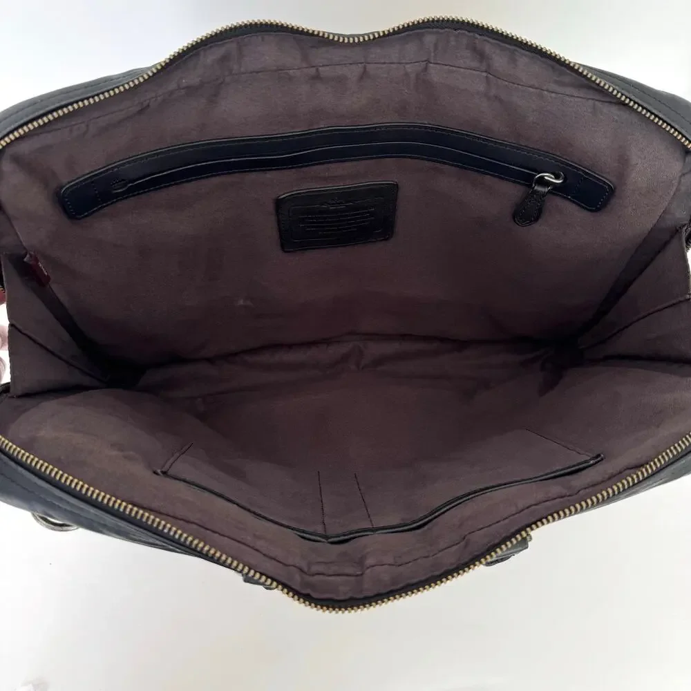 Coach Metropolitan Slim Briefcase Leather Bag Business Travel Black 71732